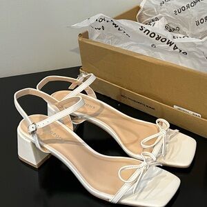 Glamorous White Block Heel Sandals